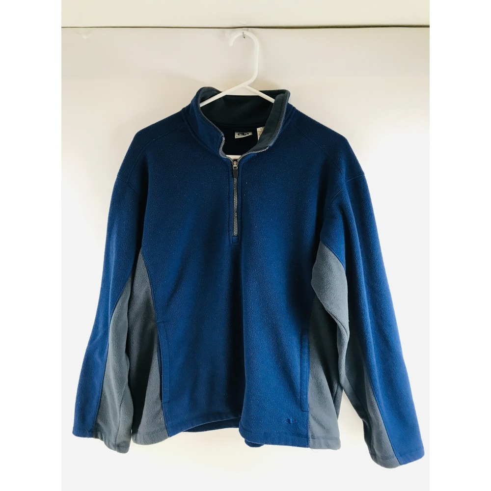 Athletic Works Jacket, Men's Size Medium, Navy Blue, Gray, Quarter Zip, Fleece
